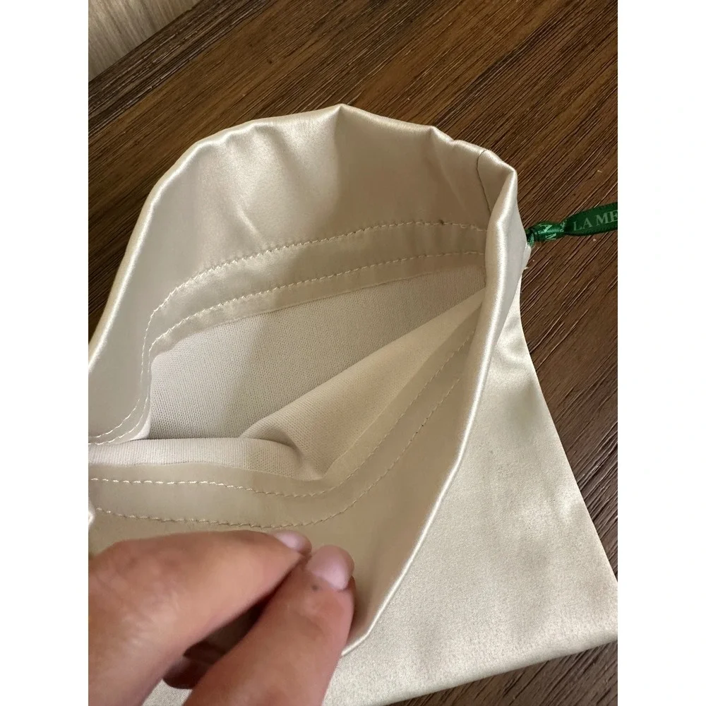 La Mer Drawstring Pouch dust Bag Cream Beige Travel Makeup‎ Skincare Storage